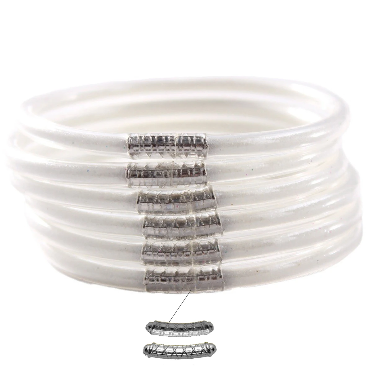 6pcs/set Glitter Jelly Bangle Bracelet for Women Fashion Temple Bangles Silicone Bracelet for Women 6