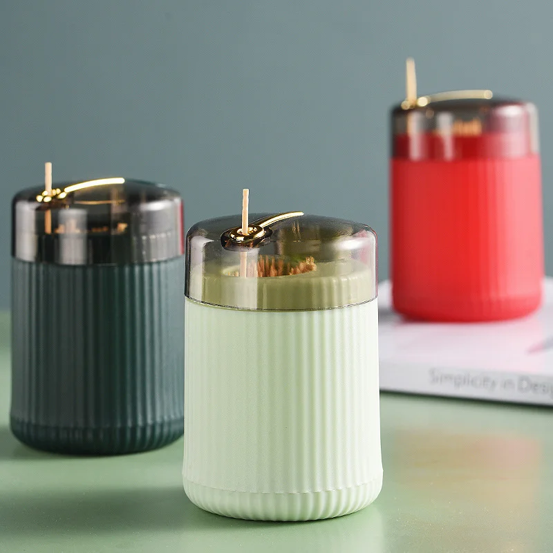 

Portable Pop-up Automatic Toothpick Plastic Toothpick Dispenser Holder Container Creative Press Toothpick Storage Box Organizer