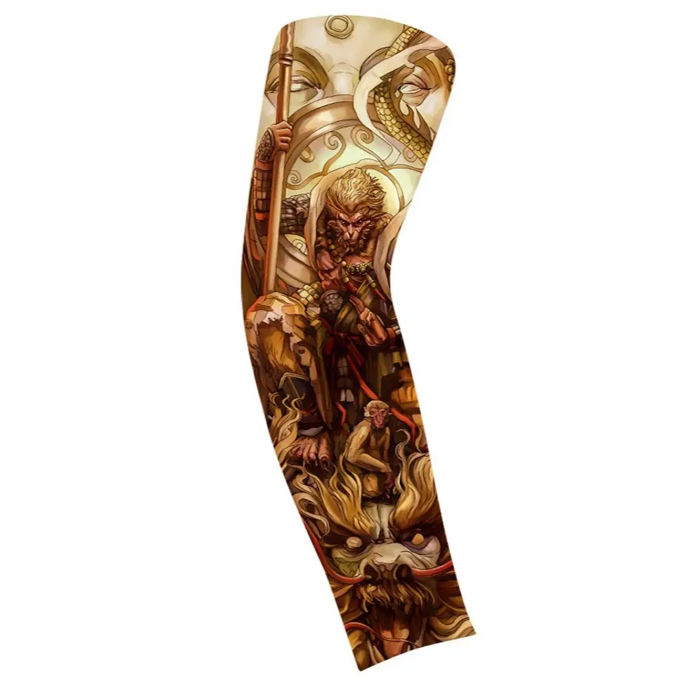 Arm Covers Flower Arm Tattoo Sleeve UV Protection Cycling Gloves Men Sunscreen Sleeve Warmers Sun Protection Cover
