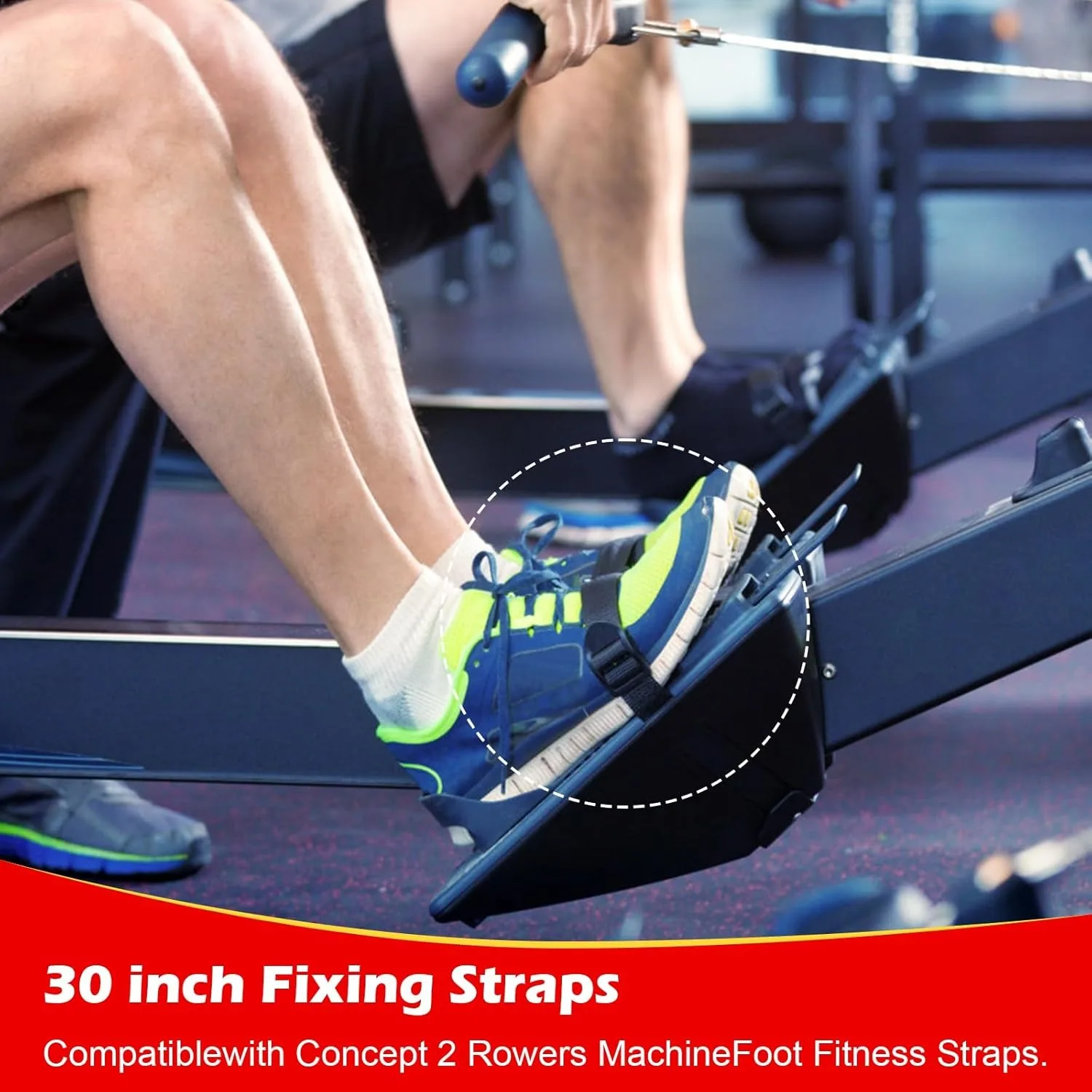 2Pcs Rowing Machine Feet Straps Reusable Universal Replacement Leg Training for Concept 2 Rower - Foot Strap Replacement 6