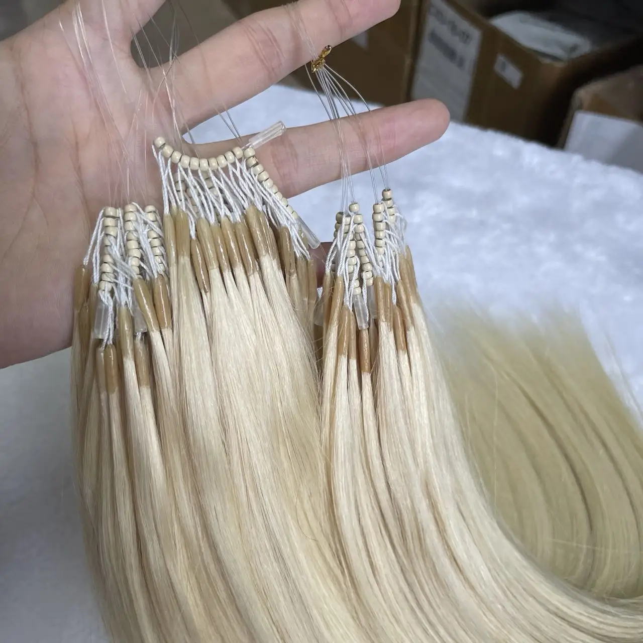 60# 8D Human Hair Extensions 12" 16" 20" Nano Ring Link Extensions 0.6g/s Machine Remy Human Microlink Beads Hair 50pcs