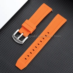 Men's Sport Waterproof 20mm 22mm Soft Silicone Rubber Watch Strap with Quick Release - 22mm (Orange)