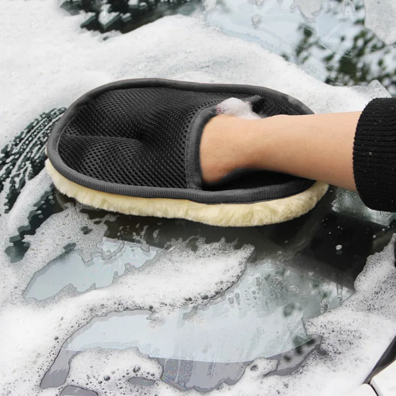 Car Body Cleaning Wool Fleece Gloves Soft Car Washing Gloves Paint Polishing Brush Microfiber Sponge Glove Auto Care Tools