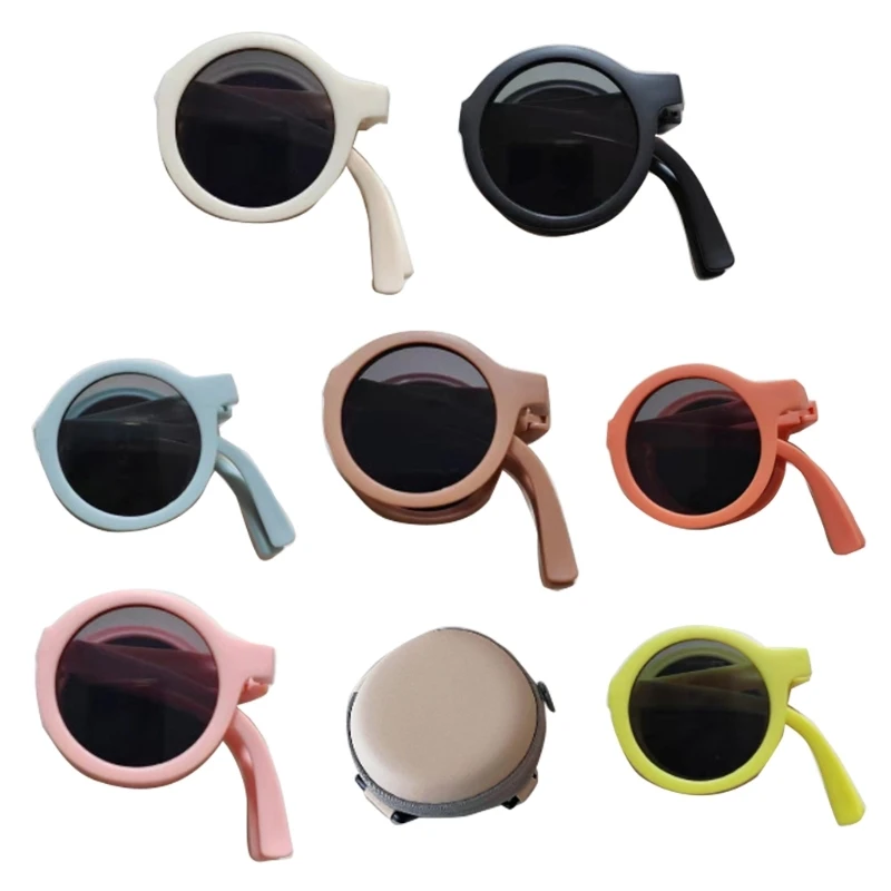 

Upgraded Kids Toddler Sunglasses Foldable Pocket-size Kids Round Sunglasses Gift F3MD