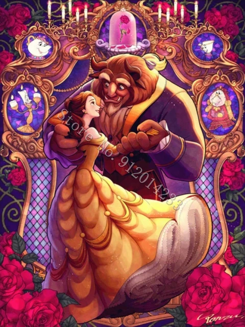 Beauty And The Beast Diamond Painting Disney Cartoon Movie Characters 5D  Diamond Embroidery Couple Picture Mosaic Art Home Decor