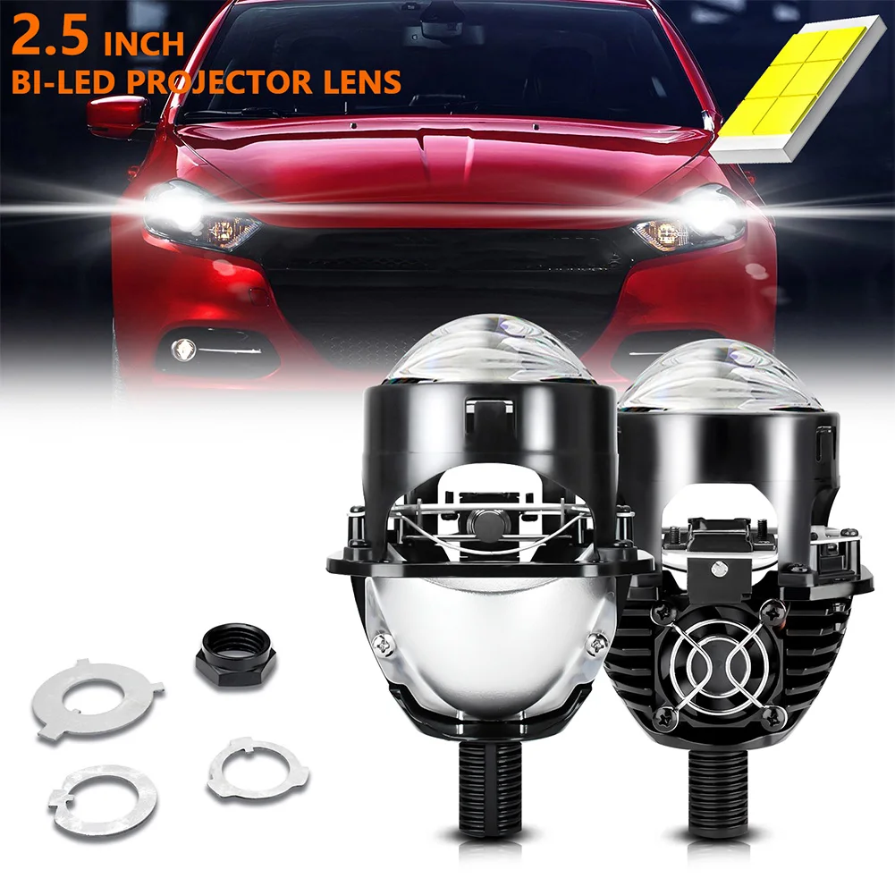 

1 Pair 2.5-Inch Bi Projector Lens 9-16V 8000LM 6000K 300% Super Brighter High/Low Beam H4 H7 9005 9006 Car Headlight Retrofit