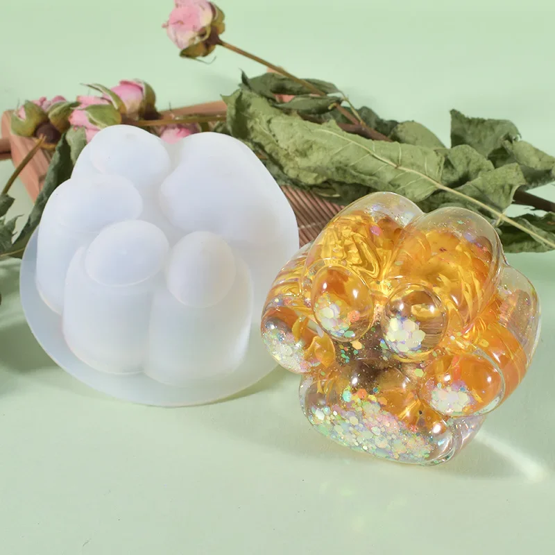 Silicone Mold Diy Crystal Drip Mold Single Large Cat Paw Pendulum Jewelry