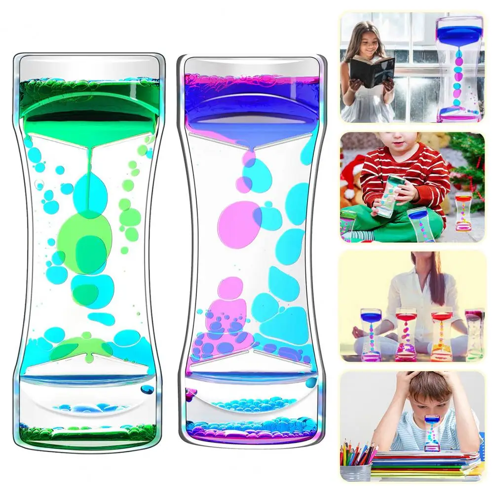 Useful Stress Relief Hourglass Timer Two-color Oil Hourglass Oil Hourglass Ornament Sensory Toy Office Use 2