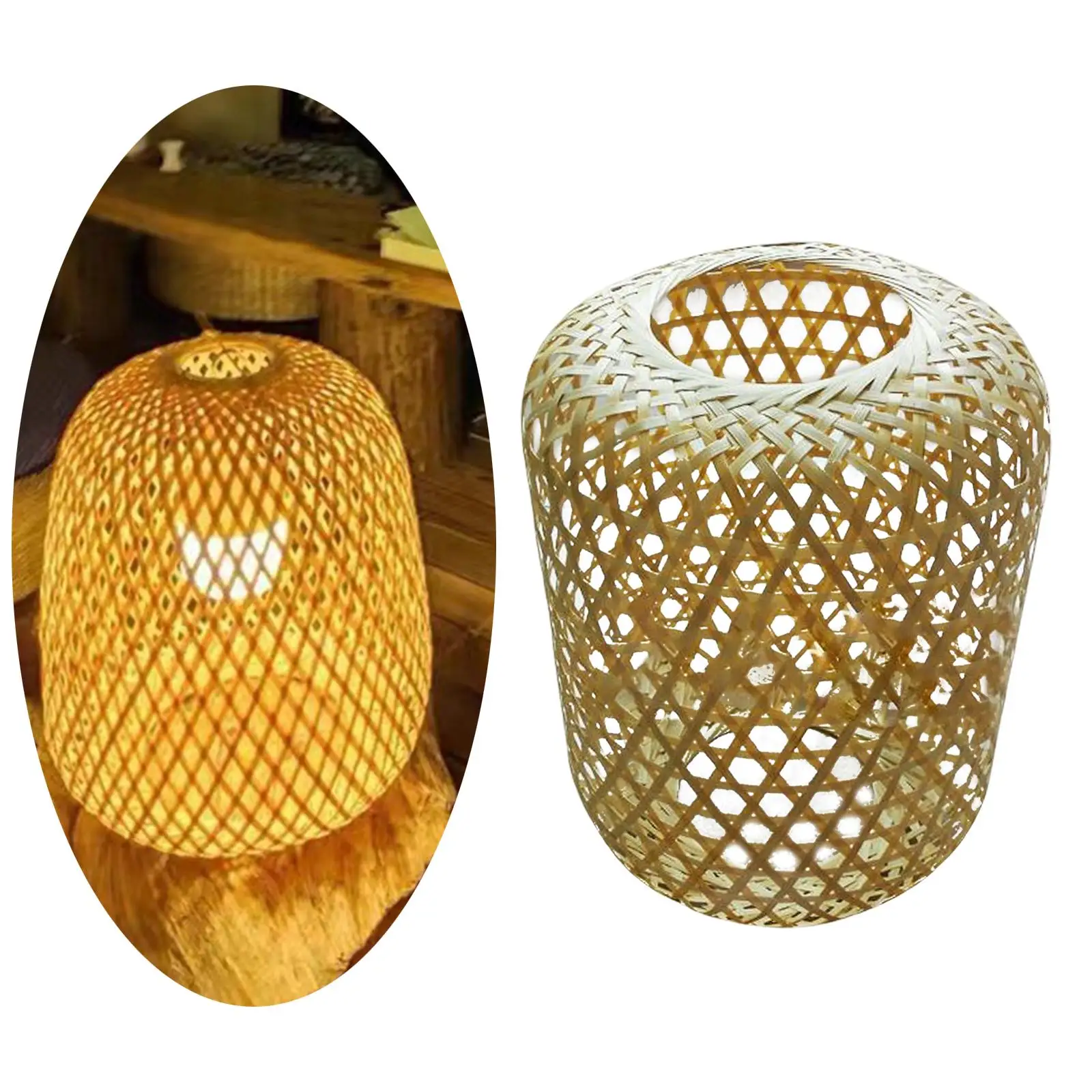 Bamboo Lamp Shade Ceiling Light Fixture Hanging Pendant Light Cover Lanterns Decoration Decorative Chandelier for Of