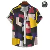 Men's Casual Short Sleeve Shirt Patchwork Plaid Print Summer Daily Casual Wear Men's Shirt Oversized Top Size S-5XL 1