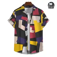 Men's Casual Short Sleeve Shirt Patchwork Plaid Print Summer Daily Casual Wear Men's Shirt Oversized Top Size S-5XL 1