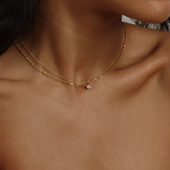 Vintage Layered Minimalist Thin Chain Necklace for Women Dainty Gold Color Clavicle Chain Choker Neck Daily Wear Jewelry Gift