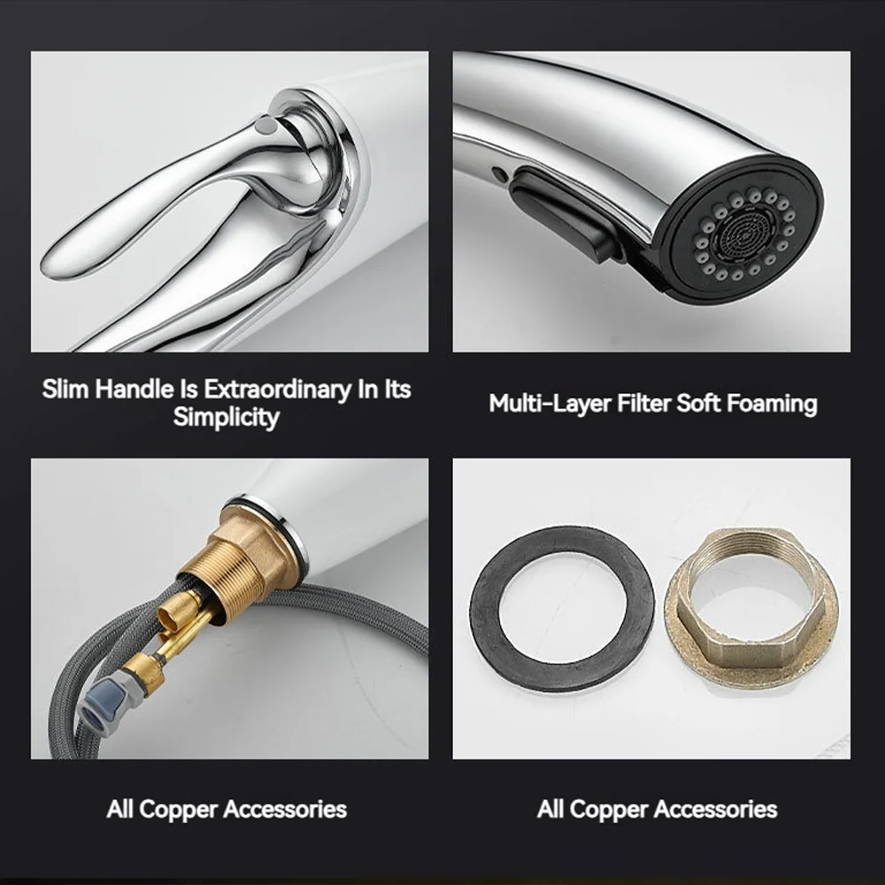 Robinet de cuisine ร poignรฉe unique en argent, robinet d\'รฉvier noir, robinet de centre commercial rotatif en laiton, robinet chaud et froid