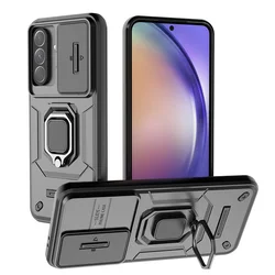Armor Ring Holder Cover with Slide Camera Protection for Samsung M34 5G (Black)