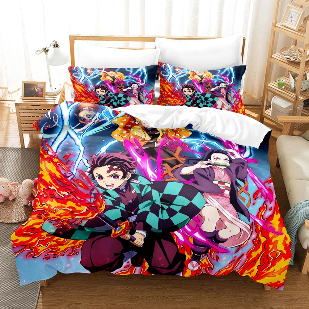 Nezuko Kamado 3d Anime Bedding Set Duvet Covers Pillowcases Bedclothes