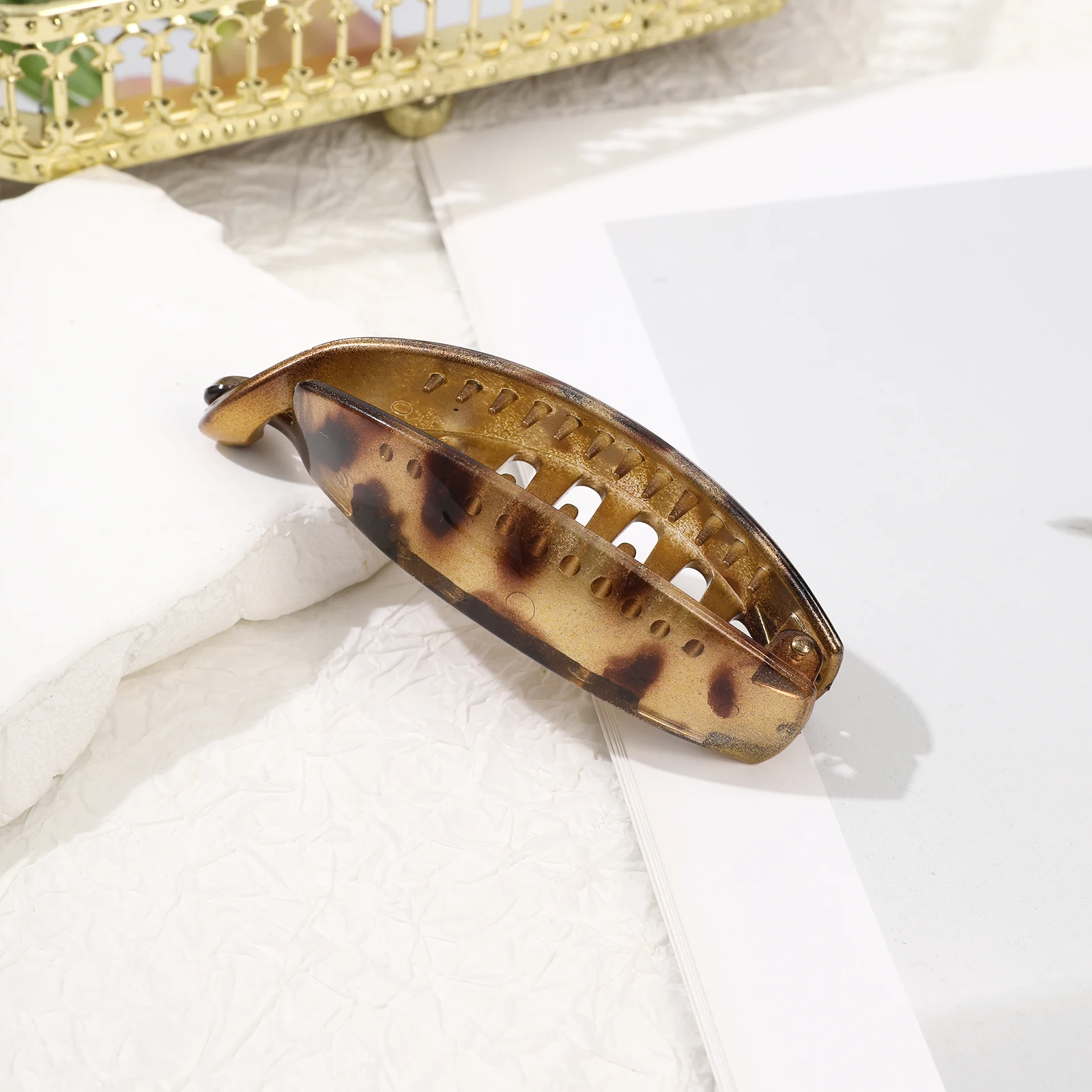 1pc Leopard Print Ponytail Clip Fashion Non-Slip Women Girls Bath Ponytail Holder Banana Hair Clips Hair Accessories Barrettes