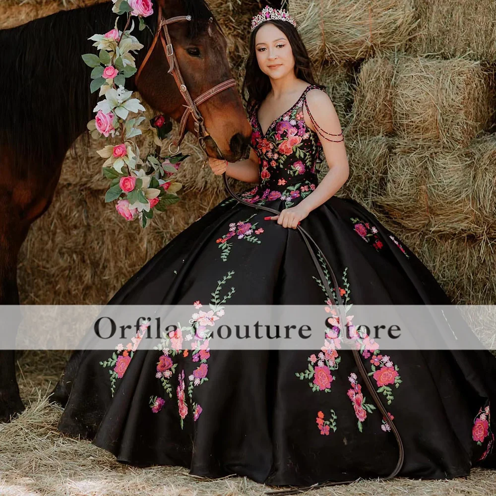 

Charro Vestidos De 15 Años 2022 Embroidery Quinceanera Dresses Applique Mexican XV Girls Pageant Gowns Prom Dress