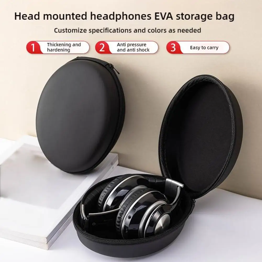 Durable Black Shockproof Headphone Carrying Case
