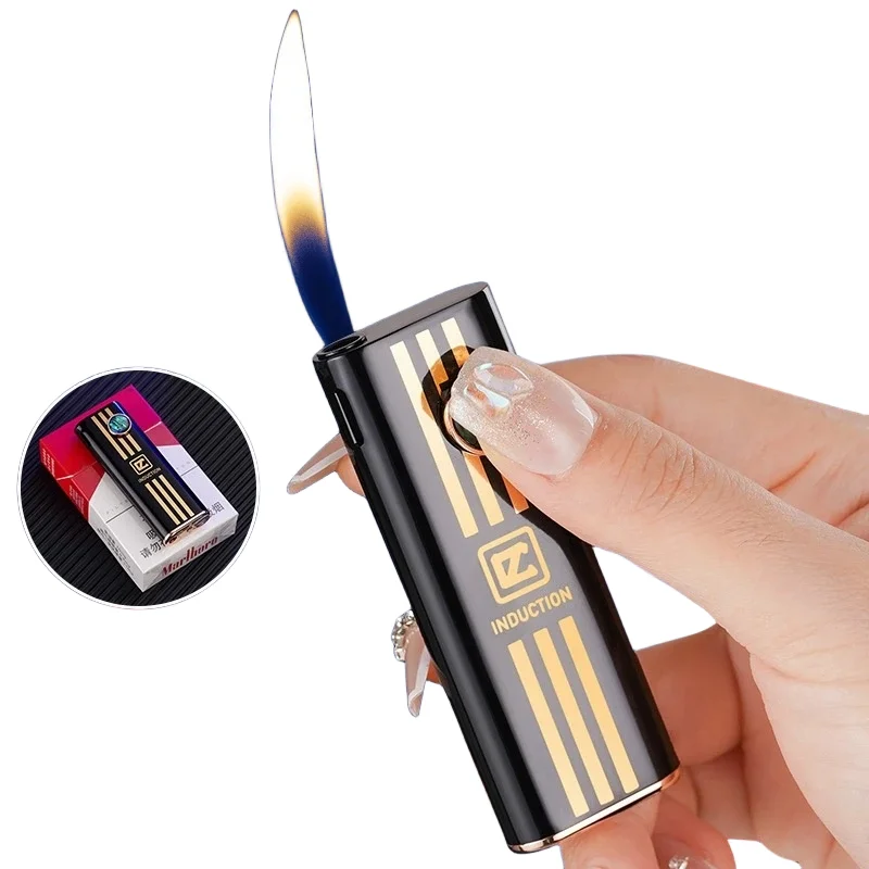 

Creative Open Flame Metal Shell Gas Lighter Portable Compact Silent Ignition Cigarette Lighter Men's Gift Smoking Accessories