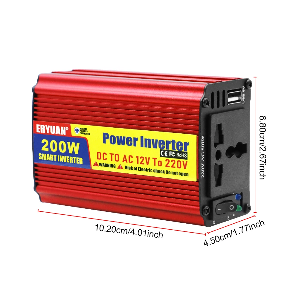 차량용 파워 인버터 DC 12V to AC 220V USB 충전 포트 포함 범용 AC 소켓 DC AC 컨버터 시거 라이터 플러그 클립 어댑터