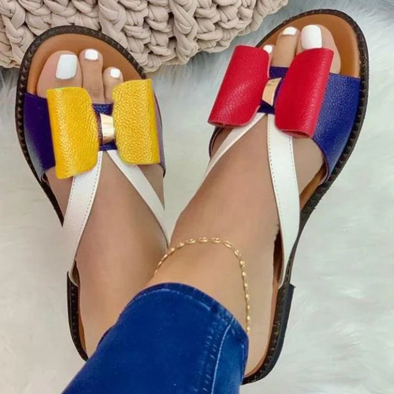 

Women Flip Flops Flats Shoes Woman Slippers Bowknot Summer Flat Casual Slippers Shoes Female Flats Slip on Sandals