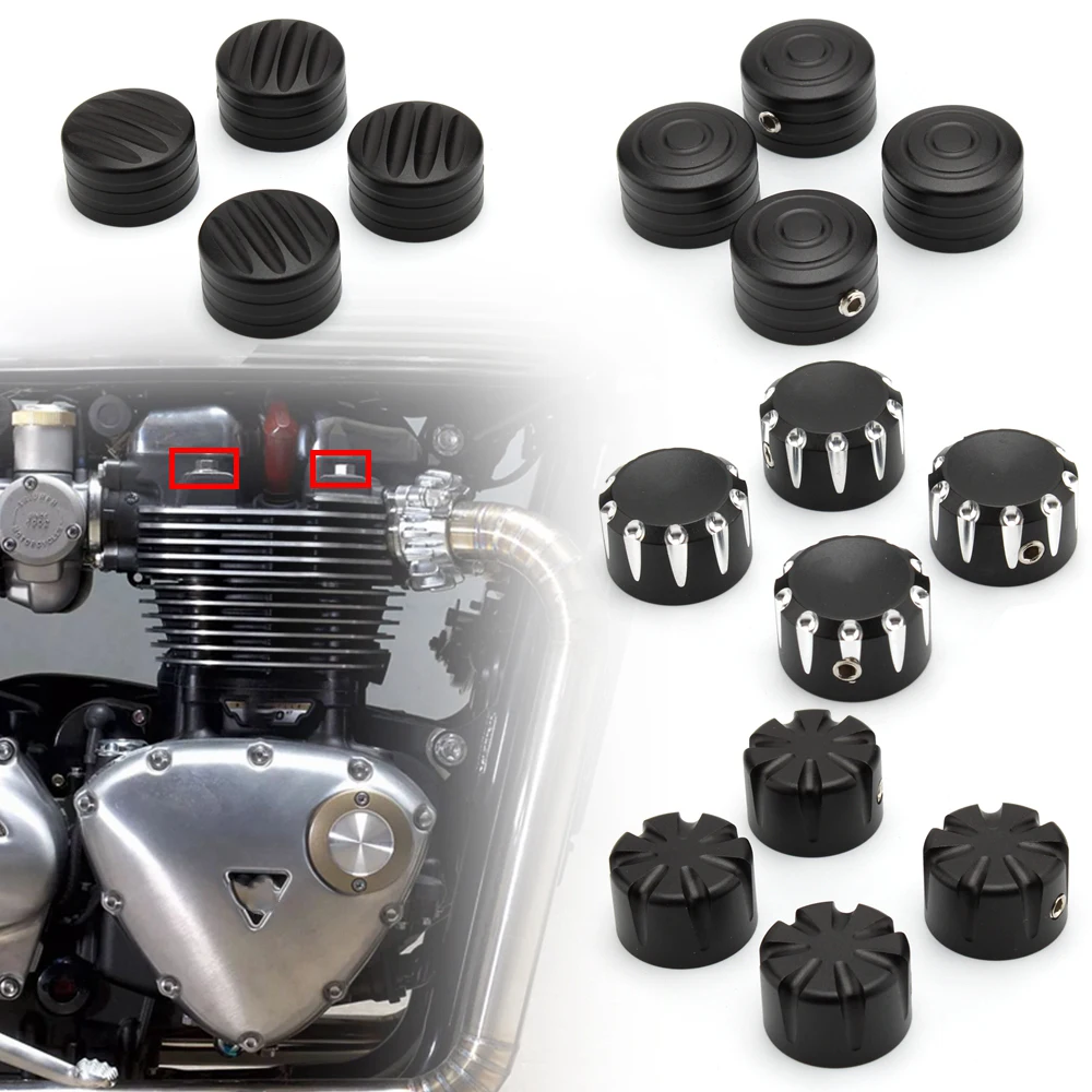 Black/Gold Motorcycle Head Bolts Cap Nut Cover CNC Aluminum For Triumph Bonneville T120 T120 4Pcs/Set