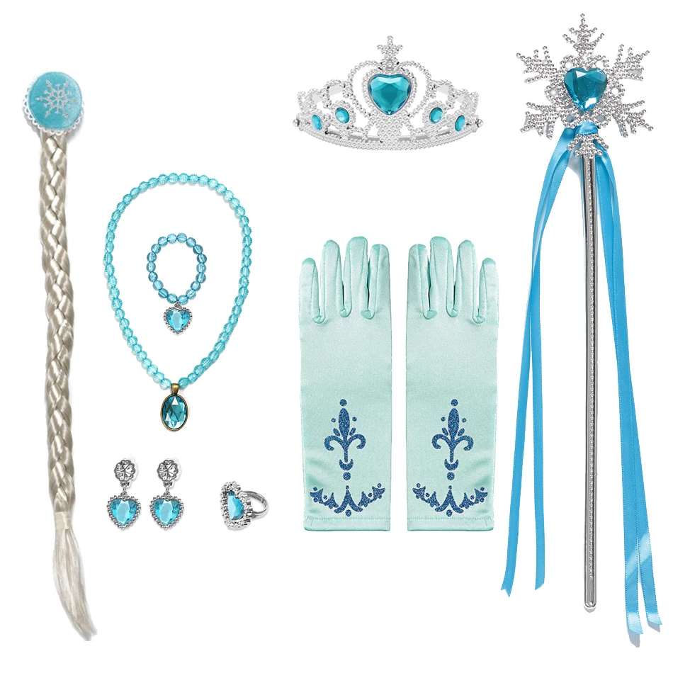 thumbnail image 1 of Princess Elsa Anna Accessories Gloves Wand Crown Jewelry Set Wig Braid For Snow White Princess Dress Clothes Cosplay Accessories, 1 of 5