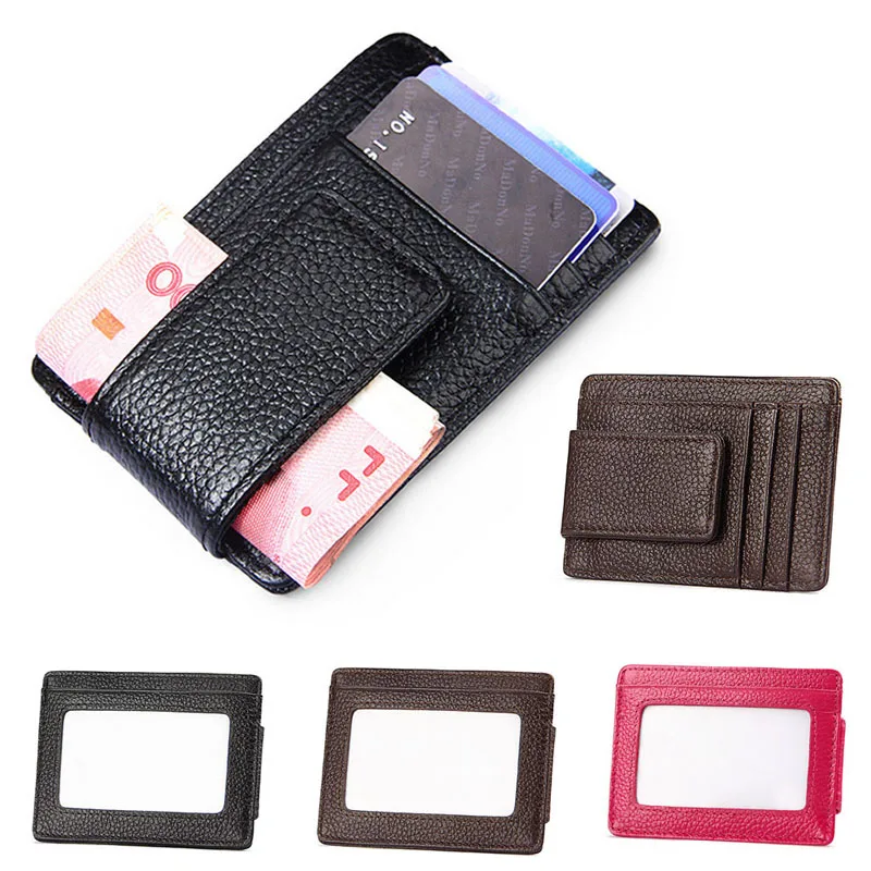 Mens Leather Money Clip Slim Front Pocket Wallet ID Credit Card Holder
