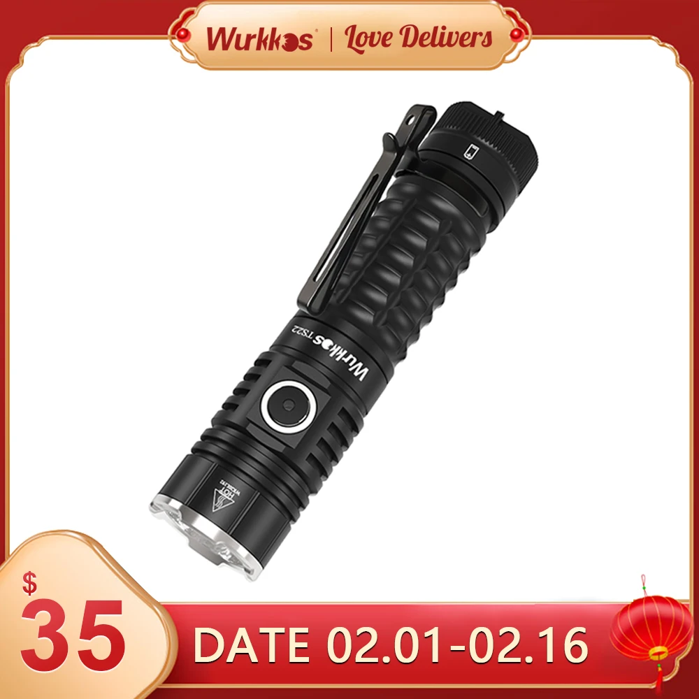 Wurkkos TS22 Rechargeable 21700 LED Flashlight XHP70.2 Powerful Max 4500LM IP68 with Magnet Tail & Reverse Charging for Hiking