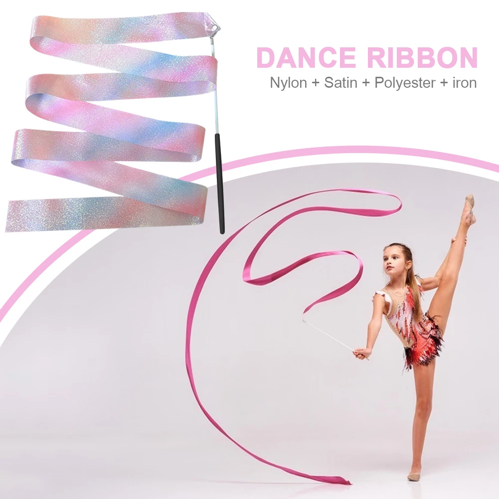 2/4M Flashing Dance Ribbon with Wand Rhythmic Gymnastics Ribbon Multifunction Sparkling Dance Aesthetic for Kids Girls