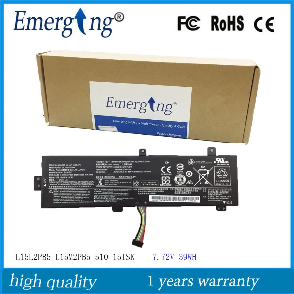 

Новый аккумулятор L15L2PB5 для ноутбука Lenovo XiaoXin 310-15IKB 510-15IKB L15M2PB5 L15M2PB3, 7,72 в, 39 Вт/ч