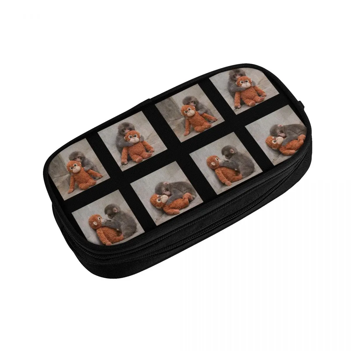 펀치 원숭이와 그의 장난감 친구 연필 케이스 학생용 펜 가방 대용량 학교 용품 지퍼 연필 케이스