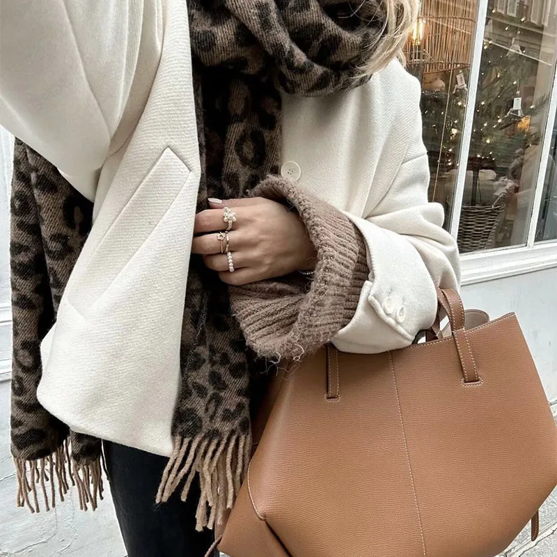 

Fashion Mixed Women's Jacket 2024 Casual Coat Elegant Lapel Thickened Outwear Women High Street New Overcoat