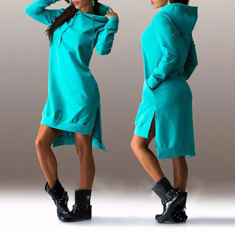 

Fashionable women's dress, beautiful women's dress, autumn style, irregular hooded, long sleeve dress, sweater