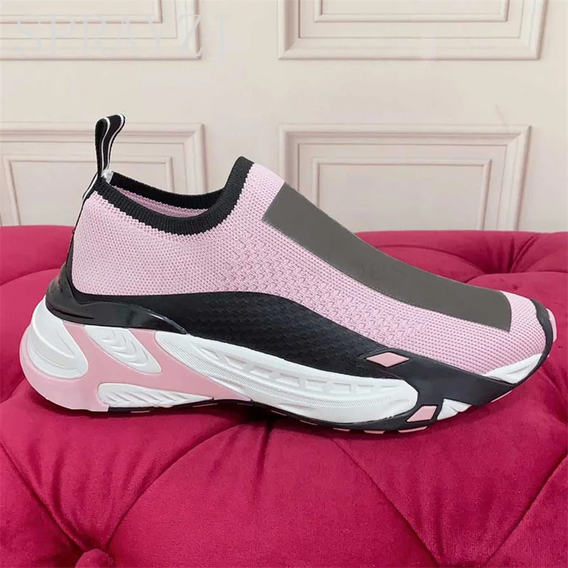 

Hot Multicolor Knitted Sneakers Flat Shoes Women Casual Slip On Shoes Men Classical Brand Jogging Walking Unisex Lazy Shoes