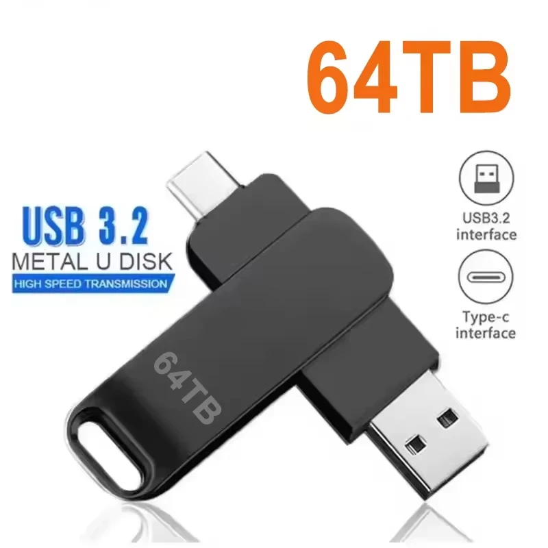 Ultra-Speed USB 3.2 Flash Drive – Waterproof, Dual-Interface with Type-C OTG, High-Capacity Data Storage