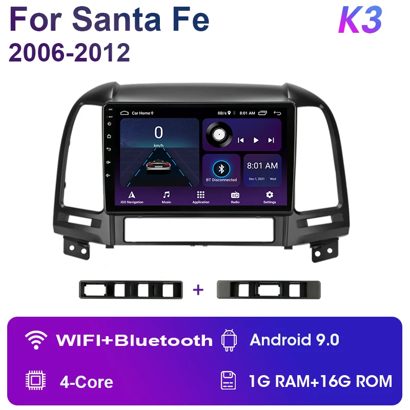 car bluetooth video player 2 Din Android 11 Car Stereo Radio Multimedia Video Player For Hyundai Santa Fe 2 2006-2012 Navigation GPS 2din Carplay Autoradio pioneer car audio Car Multimedia Players