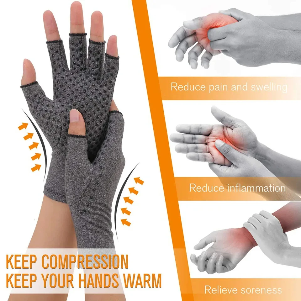 Anti-Arthritis Compression Gloves fingerless gloves compression gloves wrist support arthritis gloves 1 Pair Help Increase Circulation Reducing Pain Fingerless Gloves Arthritis Women Man