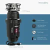 Moen GXP33C Lite Series PRO 1/3 HP Compact Continuous Feed Garbage Disposal for Kitchen Sink, Power Cord Included 4