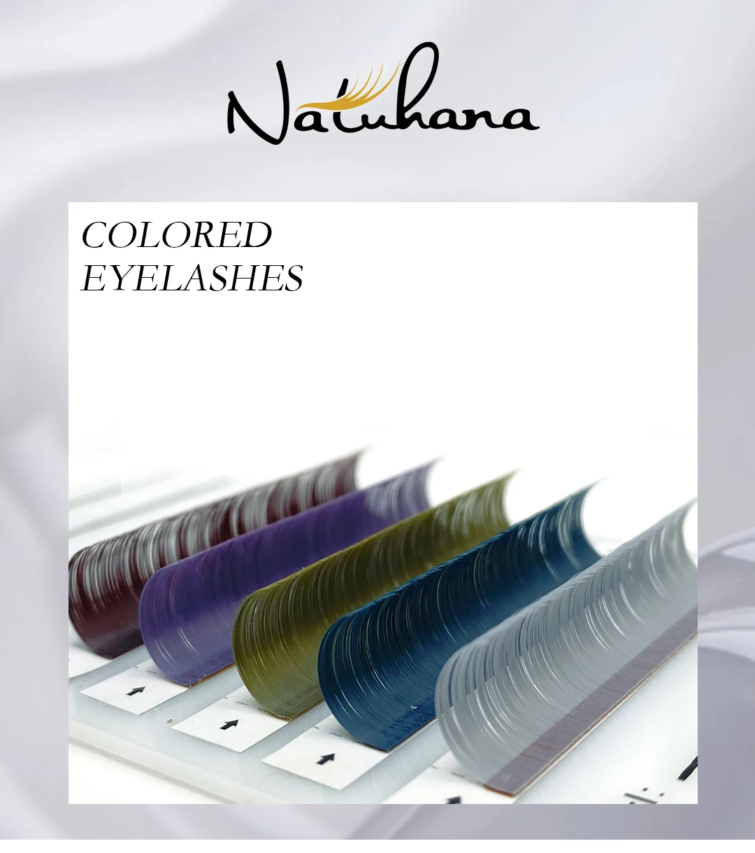 Description Picture 2 of itemNATUHANA Individual Natural False Mink Colorful Eyelashes Extension Blue / Lavender / Red / Green / Gray Colored Lashes