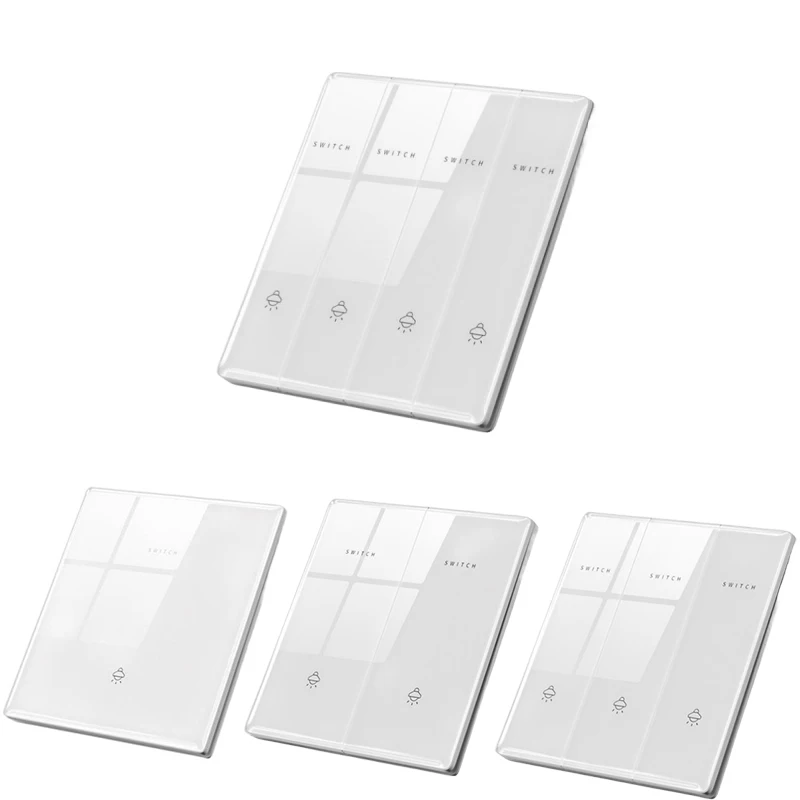 Luxo Interruptor de Luz de Parede com Painel de Vidro Cristal Europeu Reino Unido ue Ultra Fino Branco Casa 4gang 2way