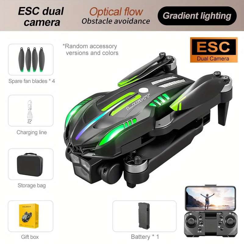 Drone Selfie de Poche D10 Noir - Mini Drone Pliable avec Caméra HD