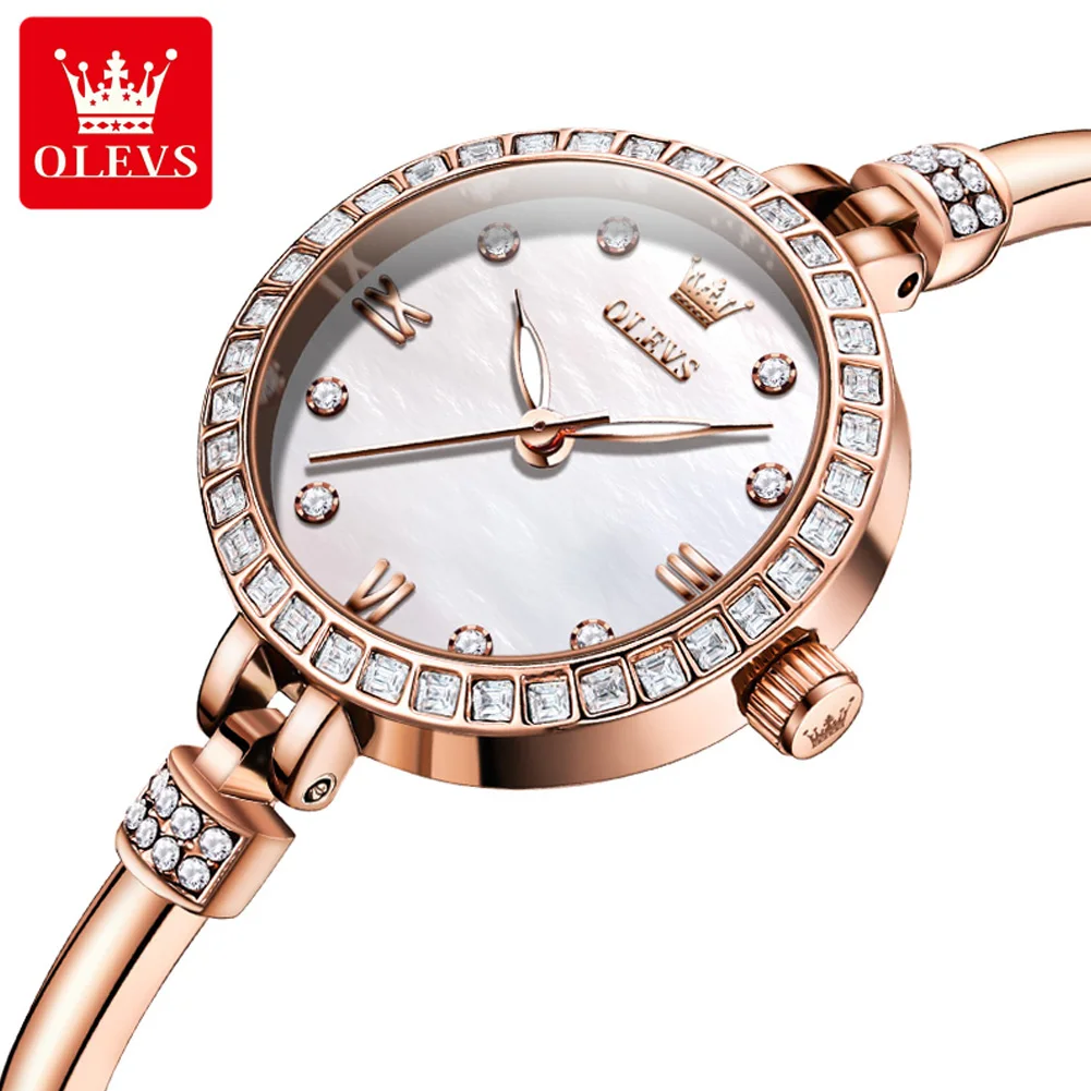 OLEVS 5585 Bracelet Quartz Watch for Women Ultra Thin Luxury Waterproof Wristwatch Diamond Dial Top Brand Female Watches Gifts