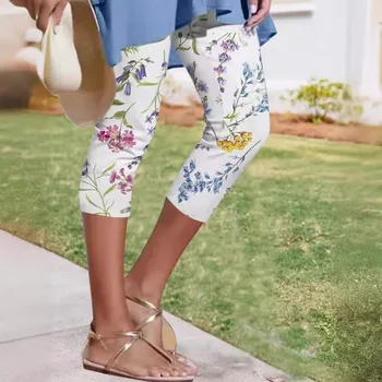Summer leisure new digital printing slim cropped pants leggings ladies 1