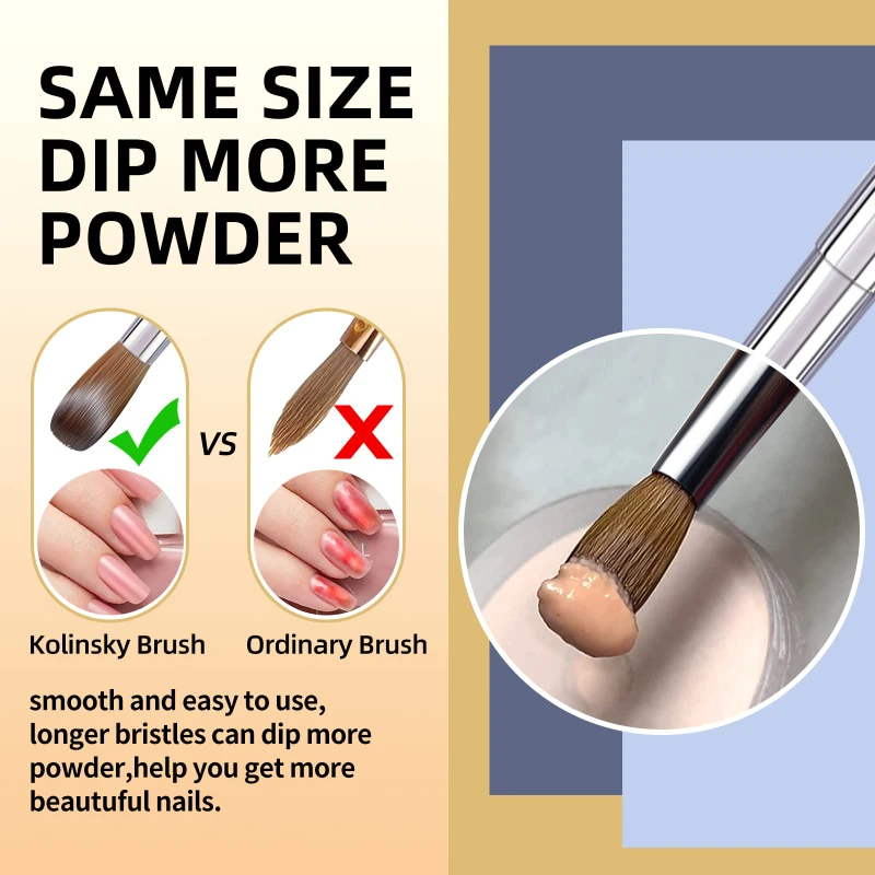 100% Pure Kolinsky Acrylic Nail Brush Oval Crimped Gold Handle Professional Salon Quality for Acrylic Powder Size 2-18# 5