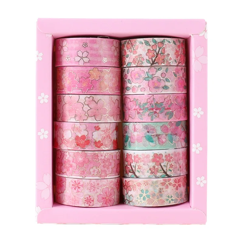 Japanese Style Washi Tape Set - 12pcs Decorative Adhesive for Scrapbooking and Crafts