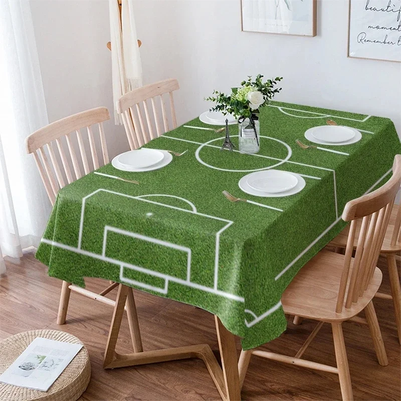 Soccer Balls Football Field Rectangular Tablecloth Table Decor Waterproof Table Cover for Kitchen Party Wedding Decorative 2