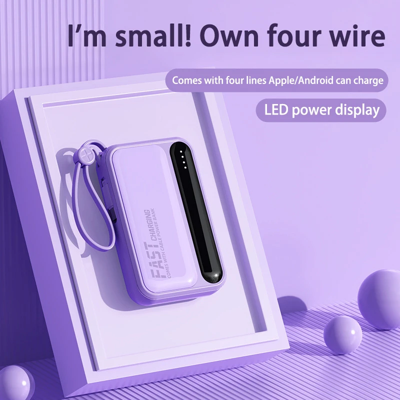 50000mAh Power Bank Fast Charging Large Capacity Power Bank Portable With Built-in 4 Cables Battery For IPhone Samsung Xiaomi 3