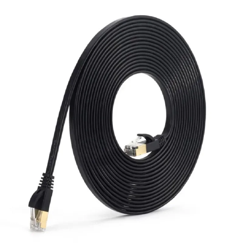 Cat8 이더넷 플랫 케이블 40Gbps 2000MHz Cat 8 RJ45 네트워크 랜 패치 코드 케이블 (라우터, 모뎀, 인터넷용) RJ45 이더넷 케이블