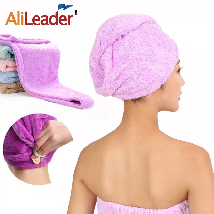 

Hair Towel with Button Super Absorbent Hair Towel Wrap for Curly Hair, Fast Drying Hair Wraps for Women, Anti Frizz Microfiber